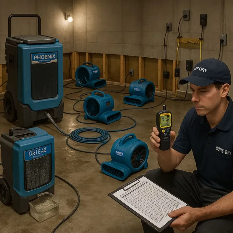 Structural Drying and Dehumidification process in Corinna, ME